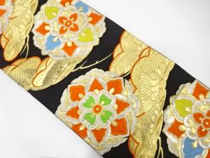 アンティーク　華紋に笠松模様織り出し袋帯（着用可）